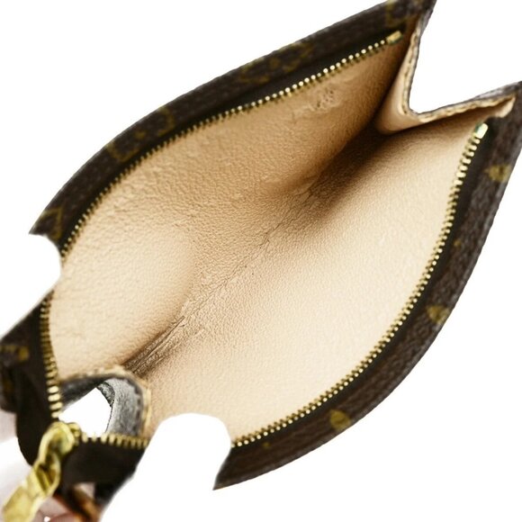 LOUIS VUITTON Logo BUCKET PM Pouch Bag Monogram Leather Brown France 60EE071 - Picture 12 of 13